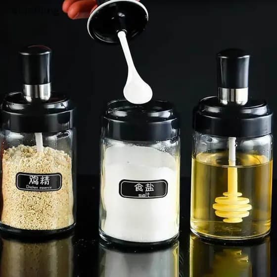 1/2/4pcs Garrafa De Condimento De Vidro Tempero Dispensadores De Armazenamento De Cozinha