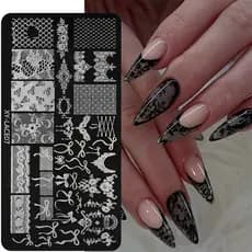 Placas De Estampagem De Unhas Em Aço Inoxidável , Padrões Florais De Renda , Ferramenta Profissional De Manicure DIY Par