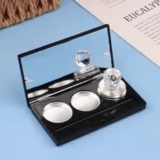 Paleta De Sombras Vazia Quadrada De 3 Grades Com Stier Fixo E Placa De Alumínio , Recipiente Cosmético De Plástico , Est