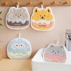 Toalha De Animal Hambúrguer Dos Desenhos Animados Pendurado Cozinha Mão Limpar Lenço Pano Absorvente Com Laço Suprimento