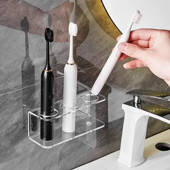 Suporte De Escova De Dentes Não Perfurado , Base Elétrica , Economia De Espaço , Fixado Na Parede , Acessório De Banheir