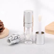 Tubos De Brilho Labial Prateados Galvanizados , 8ML , Escova Grande , Tubo De Bálsamo De Plástico , Mini Amostra , Recip