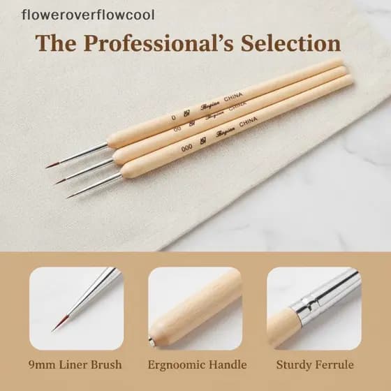 3 Pçs Ponta Fina Pincéis De Forro Da Arte Do Prego Cabo De Madeira Ergonômico Para Pintura De Flores Manicure Pedicure D