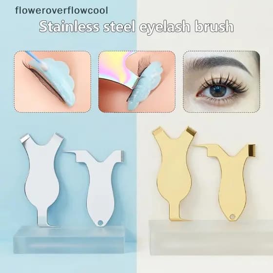 Escova De Limpeza De Cílios Reutilizável Em Forma De Y De Aço Inoxidável Para Cuidados Com Extensões Enxertados