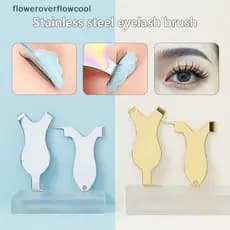 Escova De Limpeza De Cílios Reutilizável Em Forma De Y De Aço Inoxidável Para Cuidados Com Extensões Enxertados