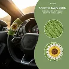 Capa De Volante De Malha Artesanal Crochê Tecido Macio Universal Acessório Interior Do Carro forfort E Estilo