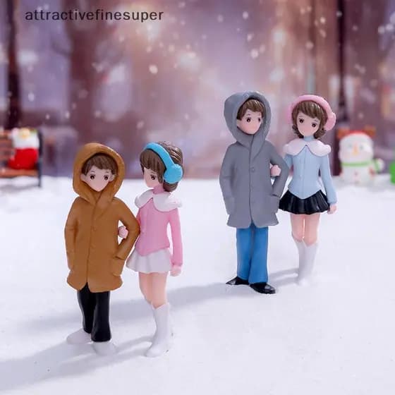 1 Par Mini Amantes De Doces Casal Segurando As Mãos Estatuetas Miniaturas Jardim De Fadas Musgo Terrários Resina Artesan