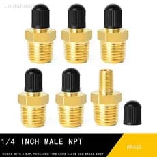 < Louish > Adaptador De Inflador De Ar De Latão , 2 Peças Com Haste De Válvula Interna 1/4 " NPT (M) Para Schrader Padrã