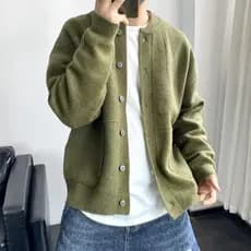 Cross-border estilo transfronteiriço tamanho europeu tamanho grande Cardigan de malha masculino outono inverno cor sólid
