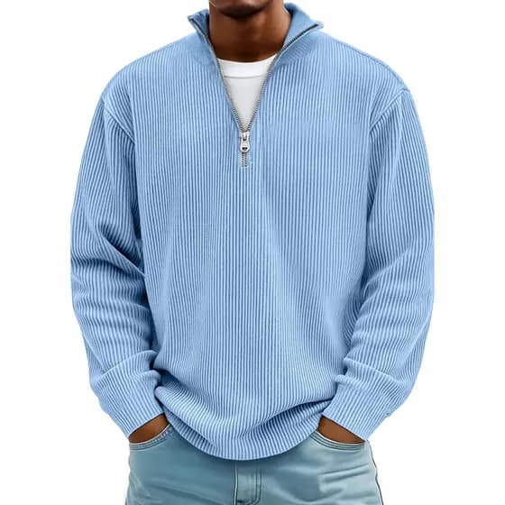2026 outono inverno novo estilo masculino Casual gola alta zíper veludo de manga comprida camisa polo masculina Sw
