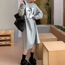 Xinyu novo estilo solto outono inverno forro de lã engrossado moletom com capuz feminino solto fenda vestido saia longa