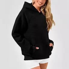 2026 outono inverno Cross-Border nova moda feminina listrado com capuz solto moletom de manga comprida feminino