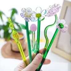 Flores de vidro artesanais fofas em estilo japonês, pequenas flores de vidro feitas à mão, decorações para arranjos flor