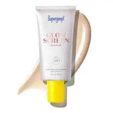 Super Glue! Glowscreen SPF 40, Sunrise (Champagne) - 1.7 fl oz - Base iluminadora + protetor solar tonalizante de amplo 