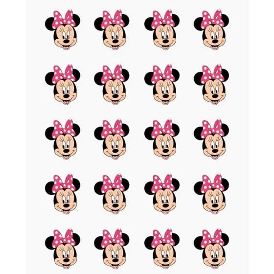 20 Apliques Rosto Minnie Laço Rosa 4cm Termocolante Patches Estampado Turma do Mickey - Roupas Acessorios Festas ADESIVO