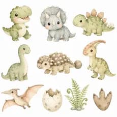 CARTELA DE DECALQUE  INFANTIL TERMOCOLANTE PARA TECIDO - DINO BABY - 14,5X20CM ADESIVO PERMANENTE ADESIVO PERMANENTE