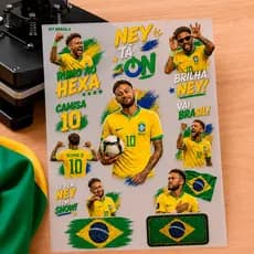 Kit NEYMAR JR. Apliques Termocolantes Copa do Mundo 2026 DTF Premium para Roupas e Tecidos ADESIVO PERMANENTE ADESIVO PE