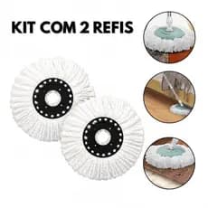 Kit Refil Mop Giratório 13L, 16CM Microfibra Lavável 360° Alta Absorção Limpeza Casa