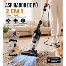 Aspirador de Pó Vertical 2 em 1 Portátil com Fio 110V Leve e Potente