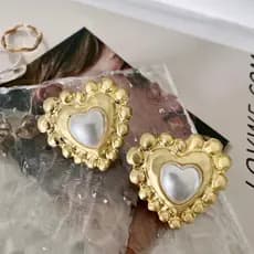 | kit brinco aço inoxidável | 【cartelas de brincos feminino】 ★Doce legal exagerado dourado grande amor brincos elegante