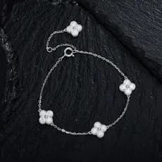 | colar prata | 【bijuterias femininas】 ❁Brilhante s925 prata esterlina trevo de quatro folhas Moissanite nicho ins estil