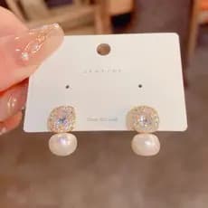 | kit brinco aço inoxidável | 【cartelas de brincos feminino】 ❈S925 agulha de prata requintado pequeno Natural pérola bri