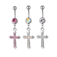 | bijuterias femininas | 【piercing umbigo】 ✣Anel de umbigo cruzado europeu americano fivela de botão Umbilical hipoalerg