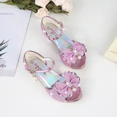 | slippers | ♨2025 verão novo estilo menina verão sapatos de cristal meninas sandálias de salto alto das crianças versão