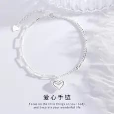 | 【bijuterias femininas】 | colar prata No S925 prata esterlina amor coração pulseira feminino nicho High-End Design Irre