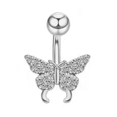 | bijuterias femininas | 【piercing umbigo】 ❉Anel de umbigo de aço inoxidável transfronteiriço borboleta cobre Micro-incr