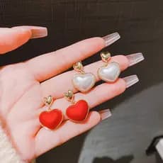 | kit brinco aço inoxidável | 【cartelas de brincos feminino】 ♤S925 prata agulha colorida pérola amor coração brincos fem