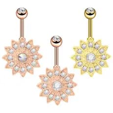 | 【piercing umbigo】 | bijuterias femininas ✩Comércio eletrônico transfronteiriço novo produto moda aço inoxidável flor u
