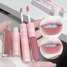 | 【lip tint ruby rose】 | ☼SHAQINUO tempo adstringente brilho labial de duas cabeças espelho brilho labial fosco veludo b