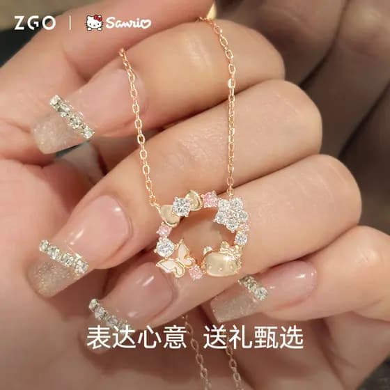 | 【bijuterias femininas】 | colar prata ✫Sanrio Hello Kitty colar meninas dia dos namorados presente clavícula corrente 9