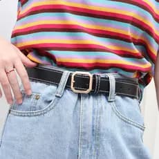 cinto masculino social cinto masculino plus size ♚Influenciador pequeno fino preto senhoras cinto decorativo largo Jeans