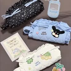 | 【pencil case】 | ▼Novo estilo série de piquenique renda travesseiro lápis caso ins alto valor grande capacidade bordado