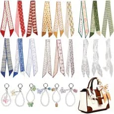 24 Peças de Lenços para Bolsas com Charms para Bolsas, Lenços para Cabelo, Pescoço e Cabeça para Mulheres, Acessórios pa