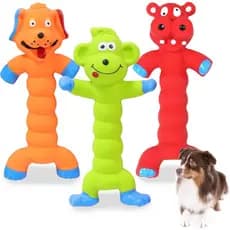 Dog Squeaky Toys Interactive Dog Toys - 3 Pack Rubber Chew Toys for Indoor Dogs to Chase, Fetch and Exercise, Medium & L