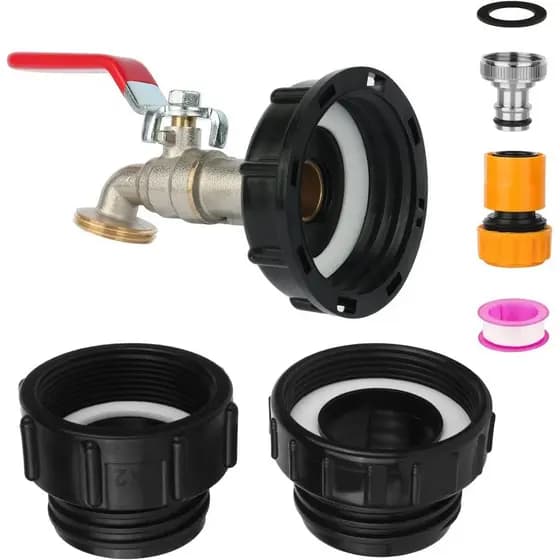 Adaptador para Tanque IBC de 275-330 Galões, Adaptador IBC de 3 Tamanhos, Rosca Fina de 2,44", Rosca Fina de 2" e Rosca