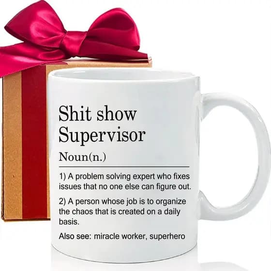 Caneca "Supervisor de Caos", "Faz-Tudo", Presente para Chefe - Cabo Preto - Mm60