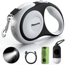Coleira Retrátil para Cães com Lanterna LED, Douexio Upgrade 3 em 1, para Cães Pequenos e Médios de até 30 kg, 5 metros,