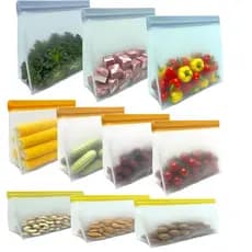 Pacote com 10 Sacos para Freezer, Laváveis na Lava-Louças, Sem BPA e à Prova de Vazamentos, Sacos Reutilizáveis de 3 Gal