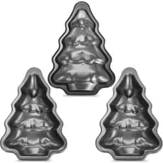 Nuogo 3 Peças Forma de Bolo em Forma de Árvore de Natal 10,63 Polegadas Forma de Bolo Canelada de Natal com Revestimento