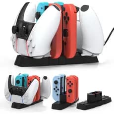 Base de Carregamento iPLYGAM para Controles Nintendo Switch Pro/JoyCon, Base de Carregamento para Controles com Indicado