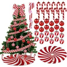 Shappy Conjunto de 38 Peças de Enfeites para Árvore de Natal, Decorações para Pendurar na Árvore de Natal com Listras Ve