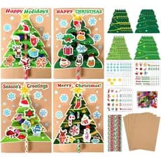Qyeahkj 24 Conjuntos de Kit de Artesanato para Cartões de Natal para Árvore de Natal 3D DIY, Cartões de Saudação Feitos