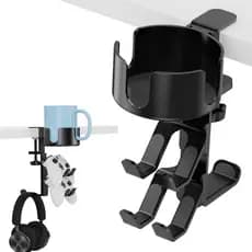 360 °   Suporte Giratório para Fone de Ouvido e Controle - Suporte de Mesa Maior com Gancho Ajustável para Fone de Ouvid