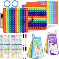 Multiplication Flash Cards + Division Flash Cards + Fingertip Bubbles Toy, Interesting Math Combination, Math Games for