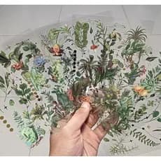 8 Folhas de Adesivos Vintage Fecsam para Scrapbook, para Adultos, Crianças e Adolescentes, Flores/Folhas/Adesivos para P