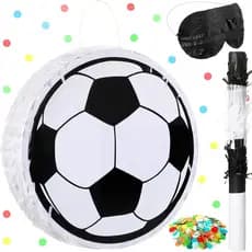 Piñata de Futebol Sratte com Bastão, Venda para os Olhos e Confete, Piñata de Bola de Futebol para Decoração de Aniversá
